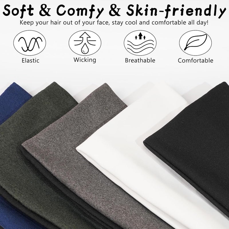 CellElection 5 Pack Sports Headband for Men, Breathable Mesh Design, Reused & Washed Mens Headband Sweat Bands for Running Yoga Fitness Workout - Image 2